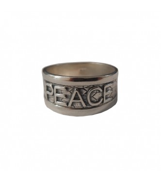 R002185 Handmade Sterling Silver Ring Band Peace Genuine Solid Stamped 925